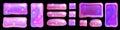 Slime UI rectangle button set, cartoon cute frame shiny shapes, vector pink glossy texture tile.