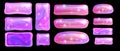 Slime UI rectangle button set, vector cartoon cute frame, pink glossy texture tile shiny shapes.