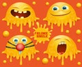 Slime yellow smiley face cartoon characters