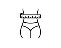 Slimming belly with measuring tape icon thin line for web and mobile, modern minimalistic flat design. Vector dark grey