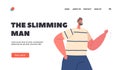 Slimming Man Landing Page Template. Athletic Man in Sportswear Running Marathon or Sprint. Sport Activity, Jogging