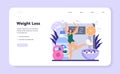 Slimming process web banner or landing page. Person losing