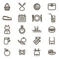 Slimming Signs Black Thin Line Icon Set. Vector