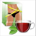 Slimming tea. Tea packaging with the image of shapely female hip