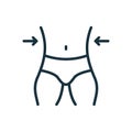 Slimming Waist. Man Loss Weight Line Icon. Shape Waistline Control Outline Icon. Male Body Slimming Linear Pictogram