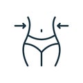 Slimming Waist. Woman Loss Weight Line Icon. Shape Waistline Control Outline Icon. Female Body Slimming Linear Pictogram Royalty Free Stock Photo