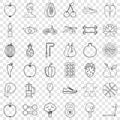 Slimness icons set, outline style