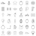 Slimness icons set, outline style