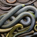 A slimy and slithery texture with eels and snakes4, Generative AI Royalty Free Stock Photo