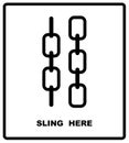 SLING HERE packaging symbol on a corrugated cardboard box. For use on cardboard boxes, packages and parcels. Vector