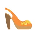 Slingback Female Shoe On Platform, Isolated Footwear Flat Icon, Shoes Store Assortment Item Royalty Free Stock Photo