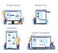 Slinger online service or platform set. Professional workers Royalty Free Stock Photo