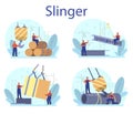 Slinger set. Professional workers of constructing industry slinging Royalty Free Stock Photo