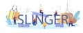 Slinger typographic header. Professional workers of constructing Royalty Free Stock Photo