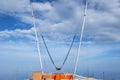 Slingshot attraction on the top of Tahtali mountan with cloudy blue sky background. Royalty Free Stock Photo