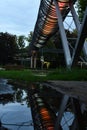Slinky springs to fame bridge at the Kaisergarten in Oberhausen, Germany Royalty Free Stock Photo