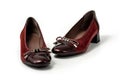 Slip on female leather brown shoes Royalty Free Stock Photo