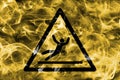 Slip hazard warning smoke sign. Triangular warning hazard sign, Royalty Free Stock Photo