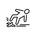 Black line icon for Slip, accident and banana