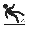 Slipped man black icon, wet floor warning