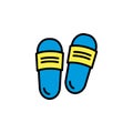 Slipper linear vector icon. Flip flops line thin sign. Beach sneakers outline symbol. home shoes simple logo color on white.