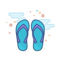 Flat Color Icon - Slipper sandal