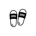 Slipper vector icon. Flip flops sign. Beach sneakers symbol. home shoes simple logo black on white. Sandals Traveling icon. Beach Royalty Free Stock Photo