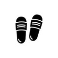 Slipper vector icon. Flip flops sign. Beach sneakers symbol. home shoes simple logo black on white. Sandals Traveling icon. Beach Royalty Free Stock Photo