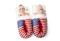 Slippers from american flag with George and Barbara Bush head Royalty Free Stock Photo