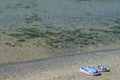 Slippers on the beach Royalty Free Stock Photo