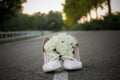 Slippers of the bride and a wedding Royalty Free Stock Photo