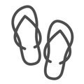 Slippers line icon, Summer concept, flip-flop shoes sign on white background, beach slippers icon in outline style for Royalty Free Stock Photo