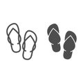 Slippers line and solid icon, Summer concept, flip-flop shoes sign on white background, beach slippers icon in outline Royalty Free Stock Photo