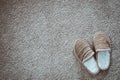 Slippers on the mat, top view Royalty Free Stock Photo