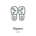 Slippers outline vector icon. Thin line black slippers icon, flat vector simple element illustration from editable hotel concept Royalty Free Stock Photo