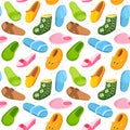 Slippers pattern. Baby fashion house. Children footwear shopping for beauty woman. Cute funny clothing. Home comfort Royalty Free Stock Photo