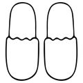 Slippers. The subject of domestic wardrobe. Vector illustration in doodle style. Contour on an isolated white background. Sketch.