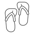 Slippers thin line icon, Aquapark concept, Flip flops sign on white background, Beach slippers icon in outline style for Royalty Free Stock Photo