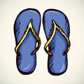 Slippers. Vector drawing Royalty Free Stock Photo