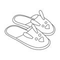 Slippers vector icon.Outline vector icon isolated on white background slippers.
