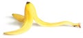 Slippery banana skin on a white background
