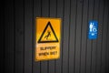 slippery floor sign on a wall in australia Royalty Free Stock Photo