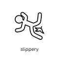 Slippery icon. Trendy modern flat linear vector Slippery icon on Royalty Free Stock Photo