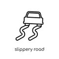 Slippery road icon. Trendy modern flat linear vector Slippery road icon on white background from thin line Insurance collection Royalty Free Stock Photo