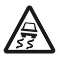 Slippery road sign line icon Royalty Free Stock Photo