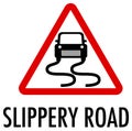 Slippery road sign on white background Royalty Free Stock Photo