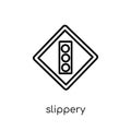 Slippery sign icon. Trendy modern flat linear vector Slippery si Royalty Free Stock Photo