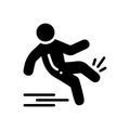 Black solid icon for Slippery, slip and fall