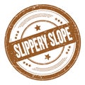 SLIPPERY SLOPE text on brown round grungy stamp