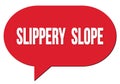 SLIPPERY SLOPE text written in a red speech bubble